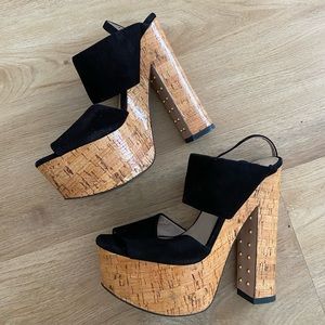 ZARA VELVET PLATFORM SANDALS 7.5